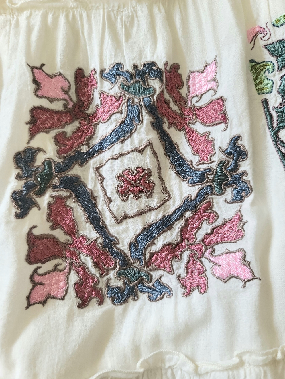 Johnny Was Biya Embroidered Cotton Midi Skirt M - Picture 5 of 11